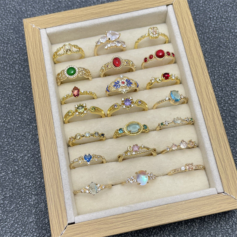 Women’s French Aquamarine Colored Gems Zircon Ring - electronic accessories