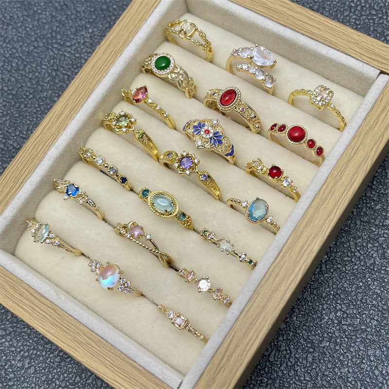 Women’s French Aquamarine Colored Gems Zircon Ring - electronic accessories