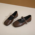 Women’s French Vintage Genuine Leather Flats - Dark Brown / 36