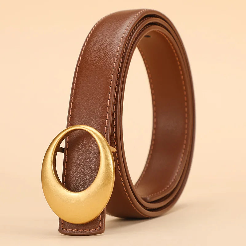 Women’s Genuine Leather Belt - brown / 110cm / CHINA