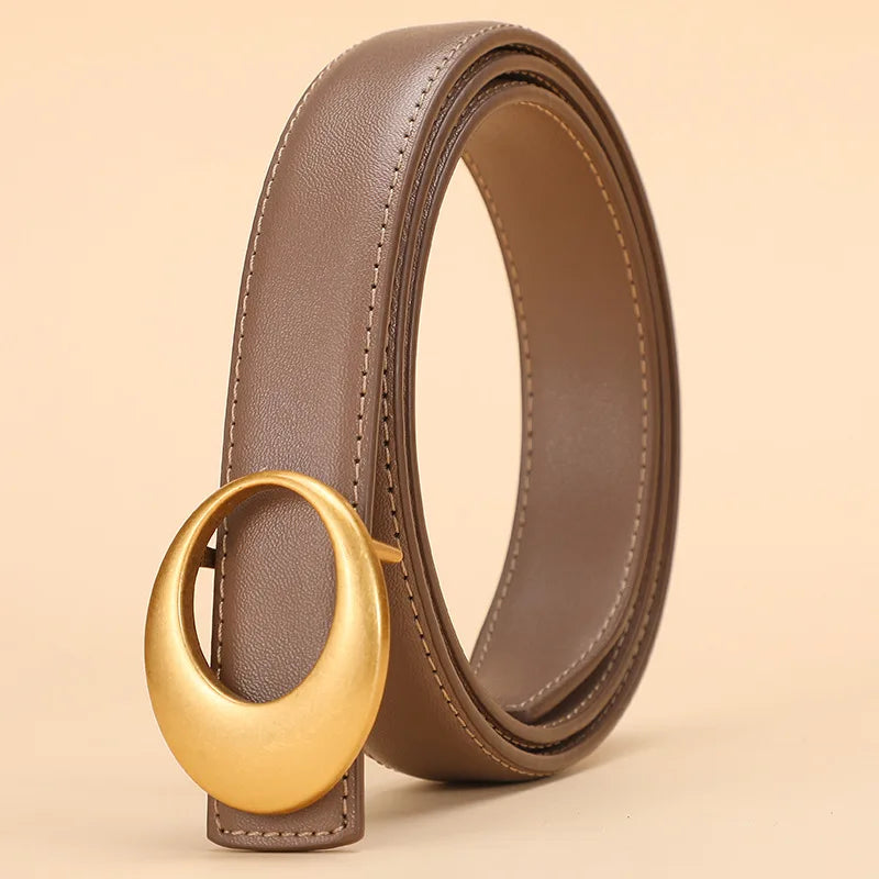 Women’s Genuine Leather Belt - Khaki / 110cm / CHINA