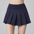 Womens Girl High Waisted Pleated Tennis Skirt - Navy / L