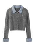 Women's Grey Cardigan Knitted Sweater
