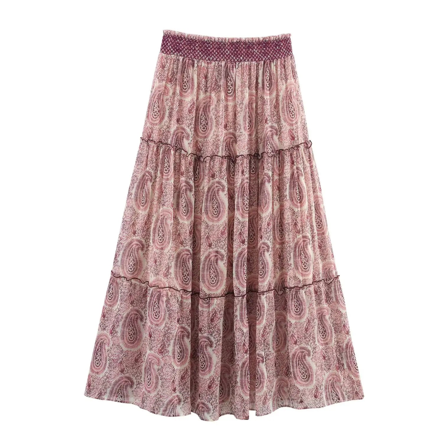 Women’s Half Skirt Retro Printed Elastic High Waist