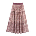 Women’s Half Skirt Retro Printed Elastic High Waist - MULTI / S