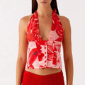 Women’s Halter Crop Top Deep V Neck - C / S