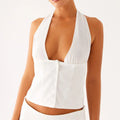 Women’s Halter Crop Top Deep V Neck - D / S