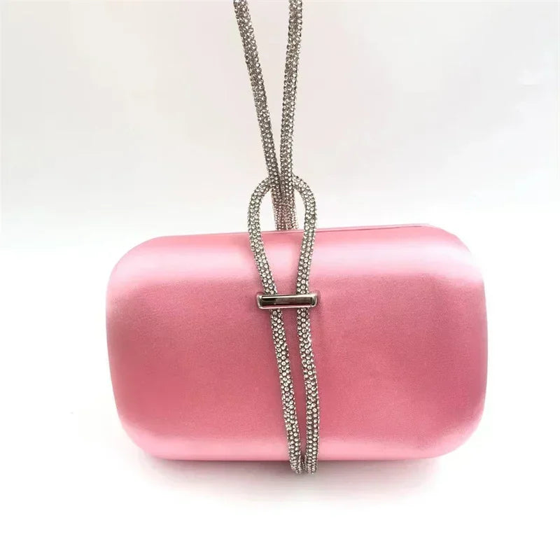Women’s Handbag Satin Iron Box Evening Bag - Pink / 20cm