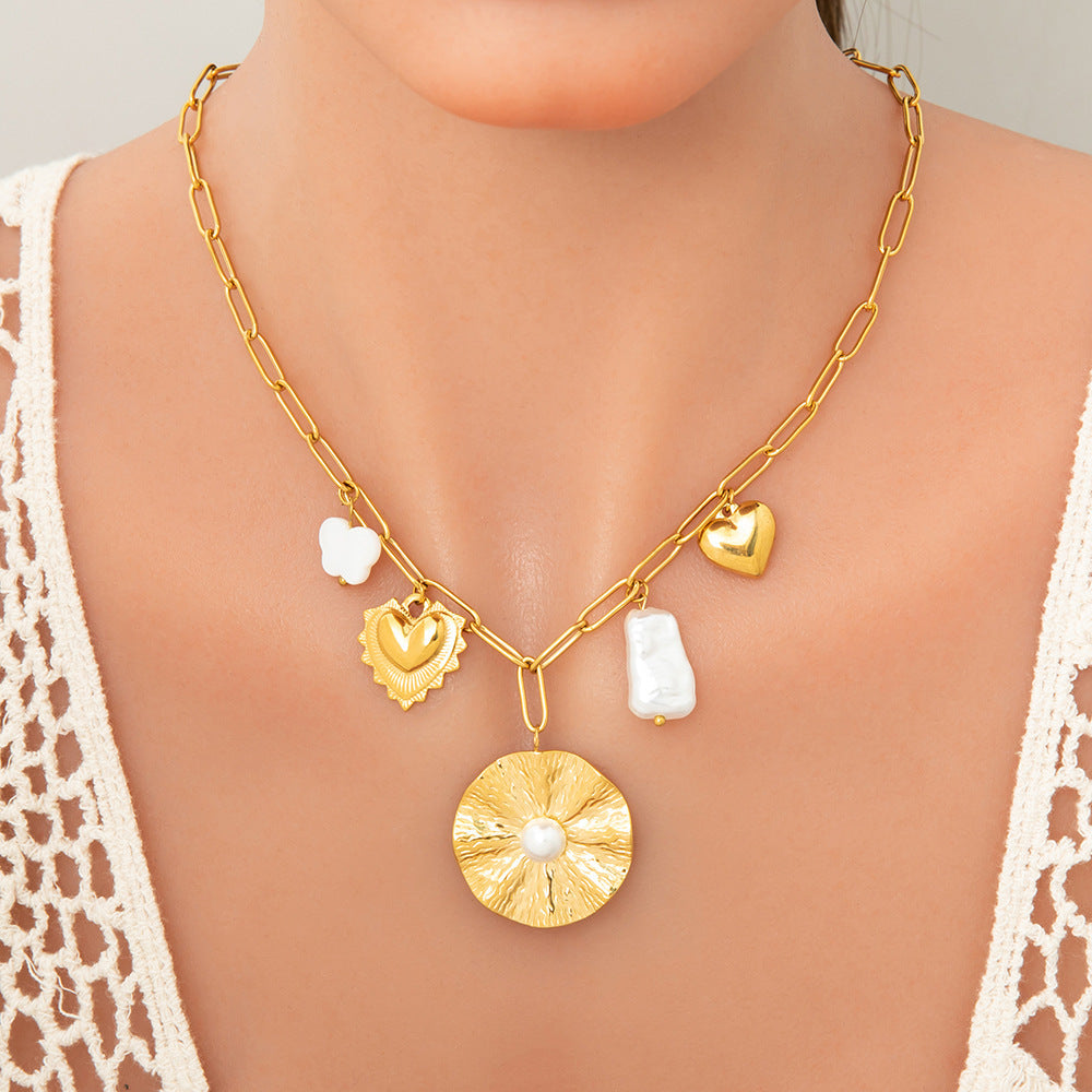 Women’s Handmade Stainless Steel 18K Dold Pearl Necklace - electronic accessories