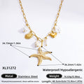 Women’s Handmade Stainless Steel 18K Dold Pearl Necklace - XL31272 / electronic accessories