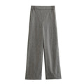 Women’s Herringbone Diagonal Suit Jacket Casual Long Pants - ash / L