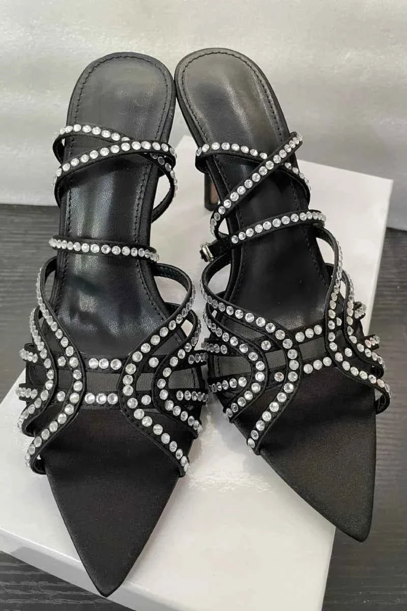 Women's High-heeled Sandals with Rhinestones