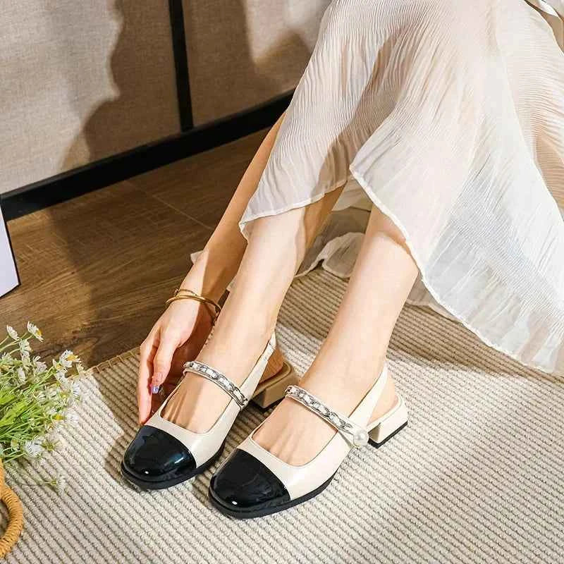 Women's High Heels Round Head Vintage Shoes