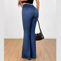 Women’s High Waist Denim Printing Bell-bottom Pants - Other
