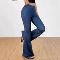 Women’s High Waist Denim Printing Bell-bottom Pants - Other