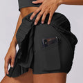 Women’s High Waisted Pleated Tennis Skirts - Black / XL