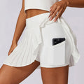 Women’s High Waisted Pleated Tennis Skirts - White / XL