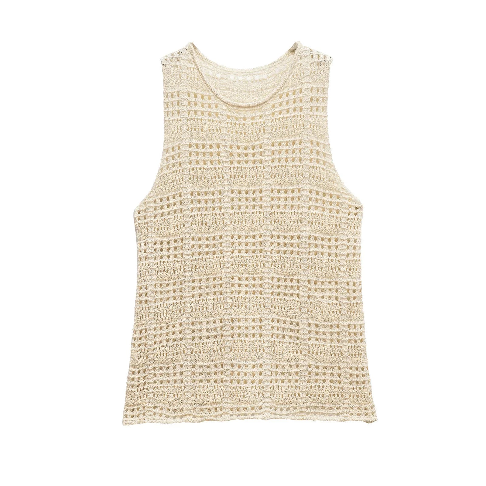 Women’s Hollow Knitted Vest Slim-fit Round Neck Sleeveless