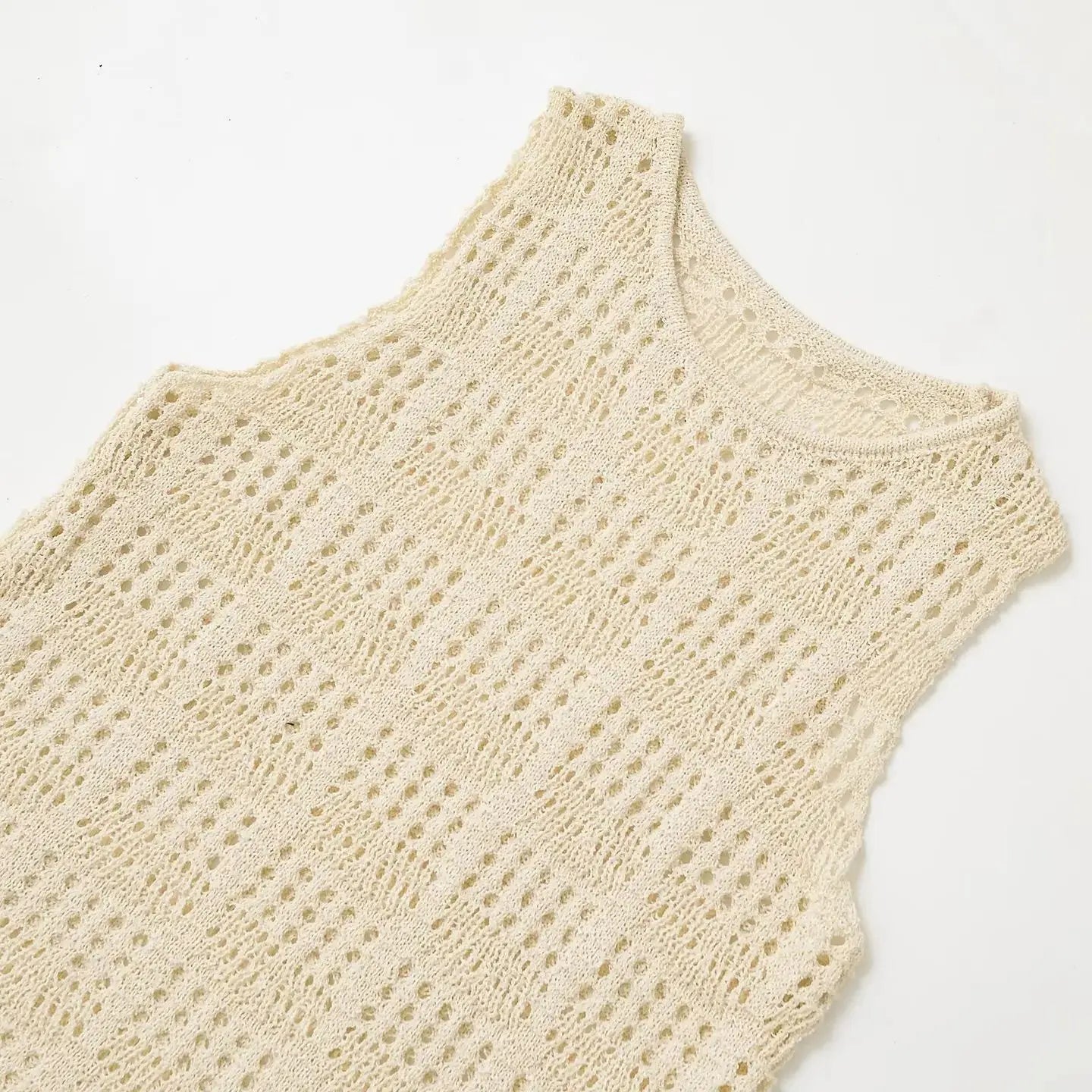Women’s Hollow Knitted Vest Slim-fit Round Neck Sleeveless