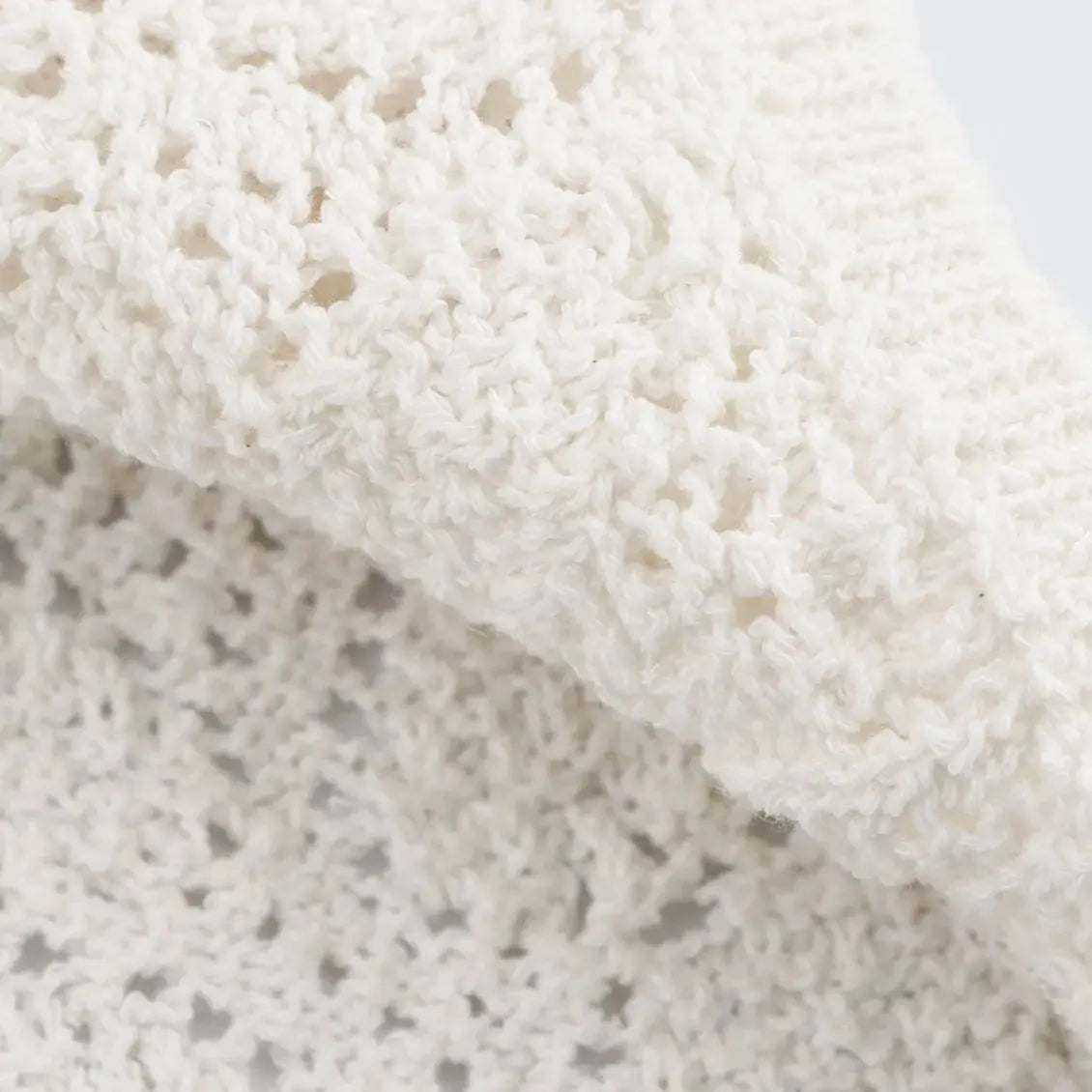 Women’s Hollow Out Knit Blouse Ruffled Round Neck Short Sleeves