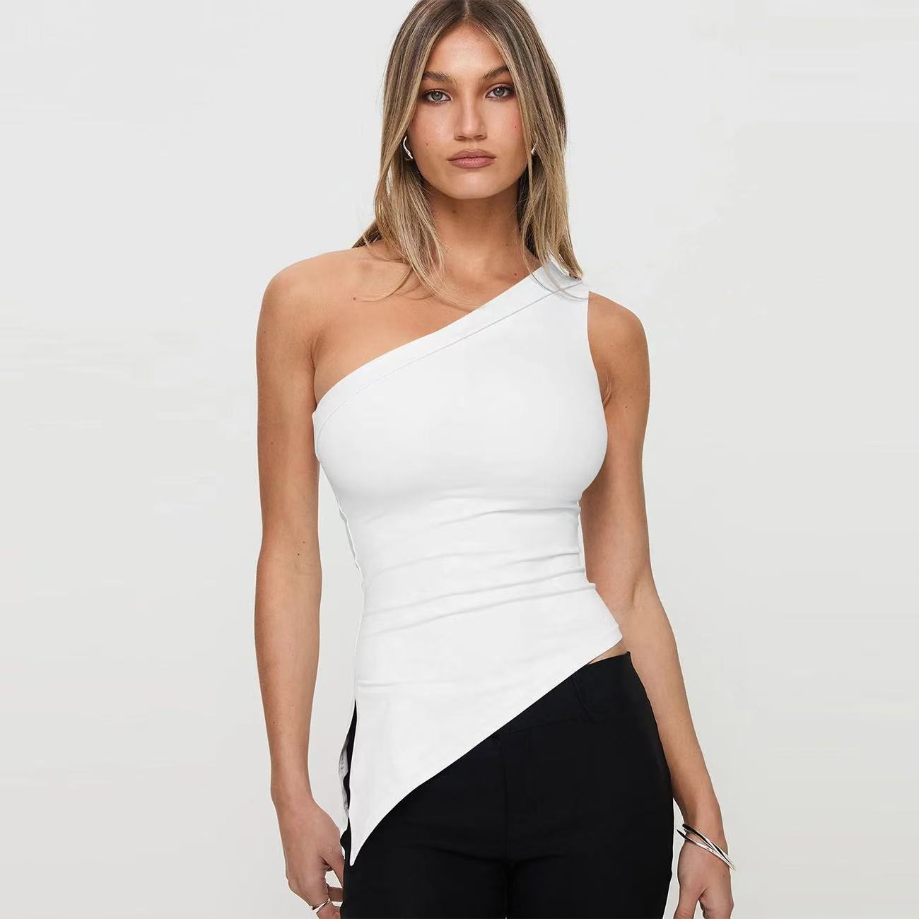 Women’s Irregular Slit Design High-grade Top - White / L - Other