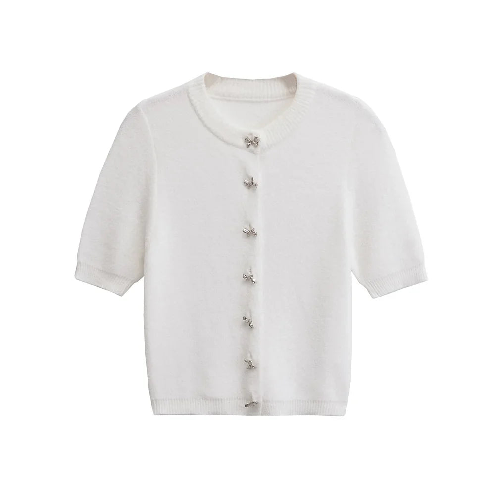 Women’s Knitted Cardigan Sweater with Buttons - as picture / L