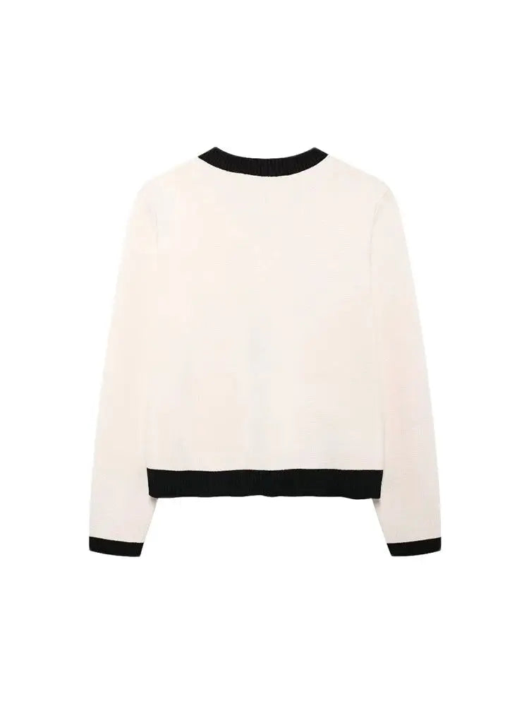 Women’s Knitted Cardigan Sweater with Golden Buttons O-Neck, - Other