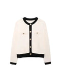 Women’s Knitted Cardigan Sweater with Golden Buttons O-Neck, - Other