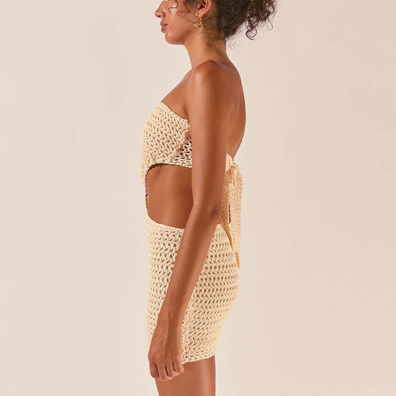 Women’s Knitted Dress Tube Top Short Skirt - Other