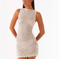 Women’s Knitted Hollow-out Sleeveless Suspender Skirt - Other