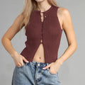Women’s Knitted Vest Basic Sleeveless Round Neck Top - B / S