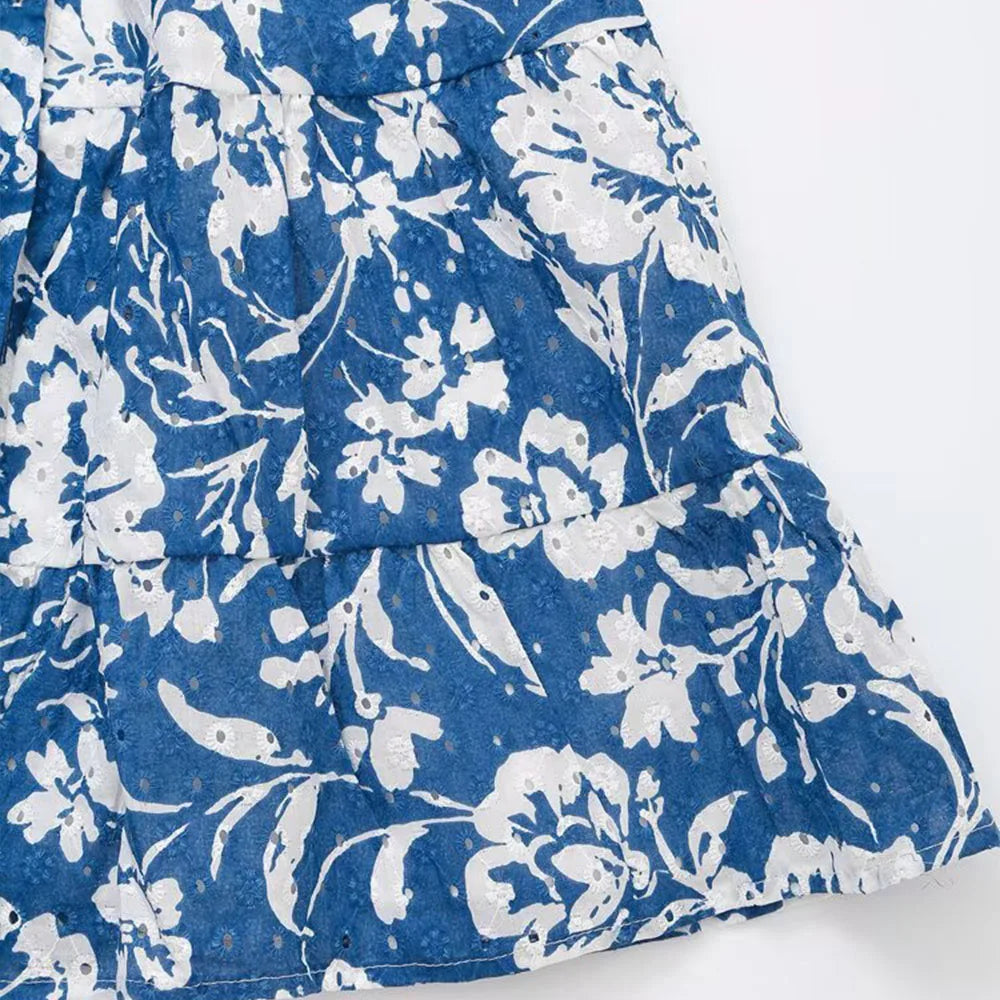 Women’s Lace-up Floral Print Mini Dress