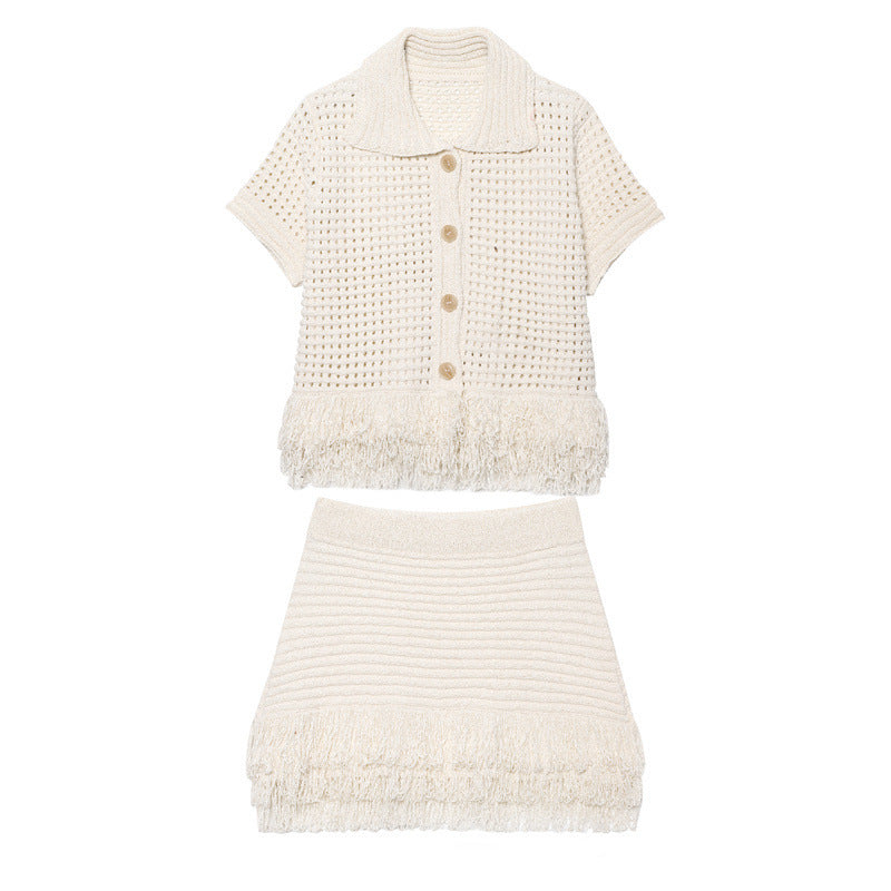 Women’s Lapel Long Sleeve Knitted Coat Skirt - Other