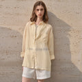 Women’s Lapel Long-Sleeved White Casual Loose Blouse