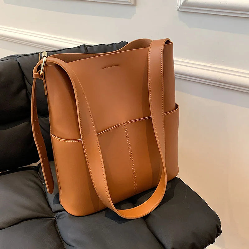 Women’s Leather Shoulder Bucket Bag