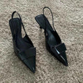 Womens Leather Slippers High Heels