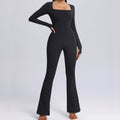 Women’s Long Sleeve Yoga Jumpsuit High Elastic Breathability - Black / L - Other