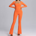 Women’s Long Sleeve Yoga Jumpsuit High Elastic Breathability - Vibrant orange / L - Other