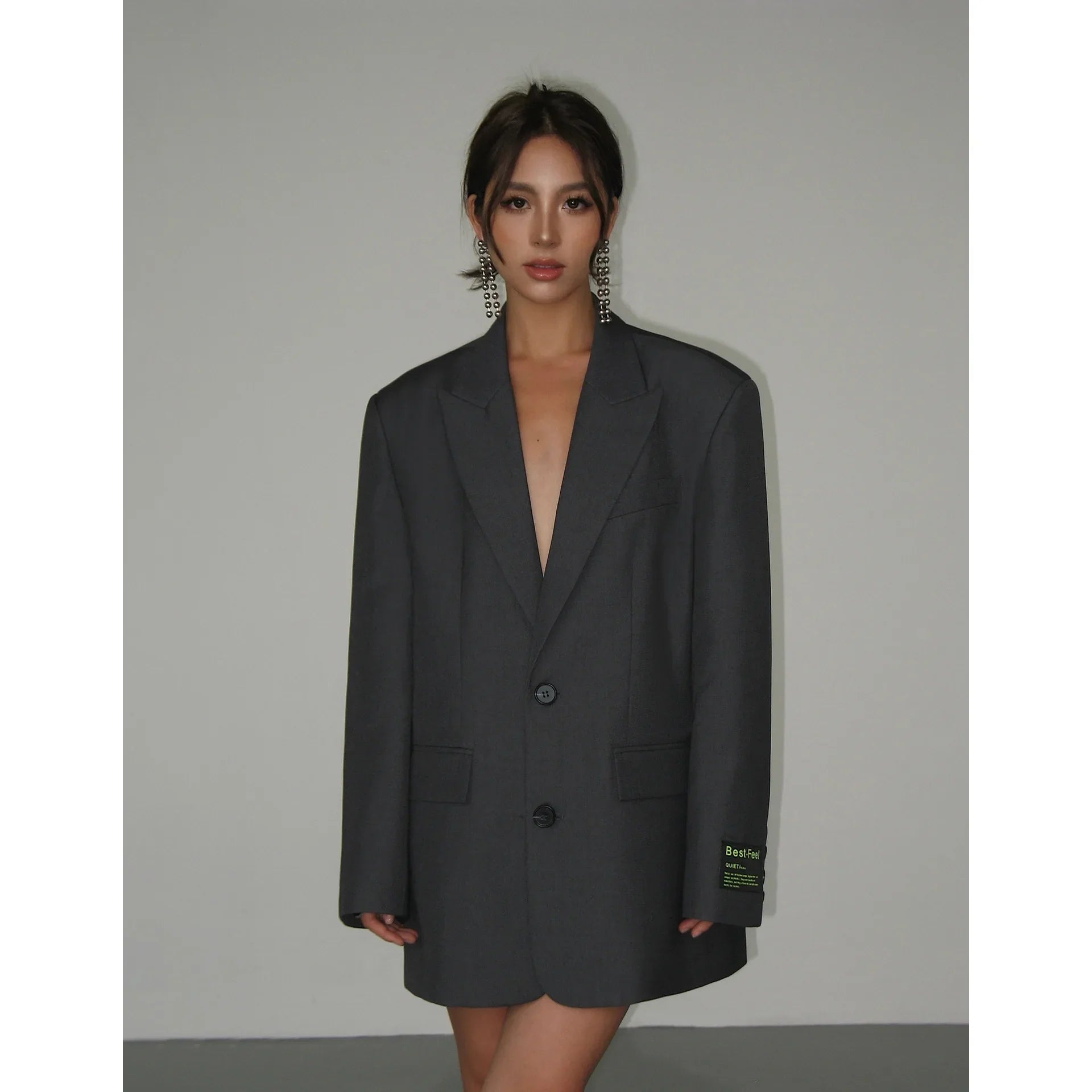 Women’s Loose Retro Small Suit - GRAY / S
