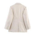 Women’s Loose Texture Blazer Lapel Long Sleeves Patch Pockets Hidden Button Slit Hem Jacket