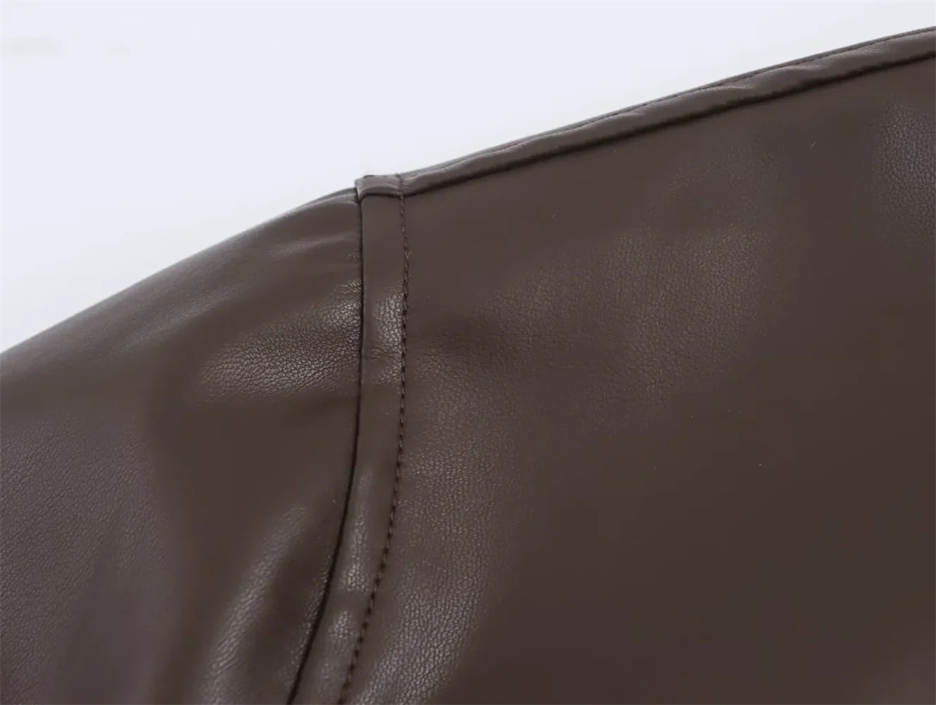 Women’s Mid to Long Length Imitation Leather Pilot Jacket Coat