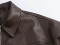 Women’s Mid to Long Length Imitation Leather Pilot Jacket Coat