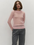 Women’s O-neck Elegant Slim Fit Sweater - Pink / L