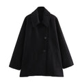 Women’s Oblique Button Loose Batwing Sleeve Jacket - Black jacket / M