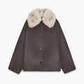 Women's Overcoat Faux Fur Collar Full Sleeve Single Breasted