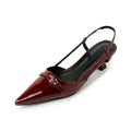 Women’s Patent Leather Slip on Pointed Toe Sandals - Burgundy / 42