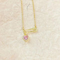 Women’s Personalized Pin Pink Heart-shaped Light Luxury Necklace - Diamond Gold - electronic accessories
