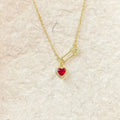 Women’s Personalized Pin Pink Heart-shaped Light Luxury Necklace - Red Diamond Gold - electronic accessories