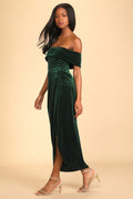 Women’s Personalized Velvet Off-shoulder Dress - Dark Green / L - electronic accessories