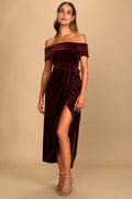Women’s Personalized Velvet Off-shoulder Dress - electronic accessories